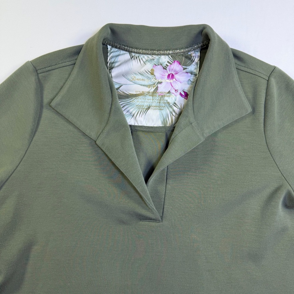 Tommy Bahama Islandsoft V-Neck Olive Green Pullover Top Sweatshirt Womens Small - Picture 4 of 11